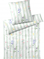 Elegante pościel mako bawełna Flowerstripe zartgrün 24577 240x220