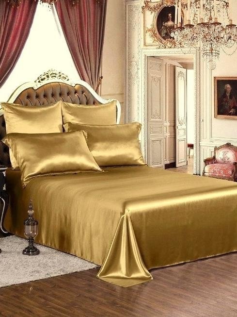 Zestaw jedwabnej pościeli dark gold 160x200