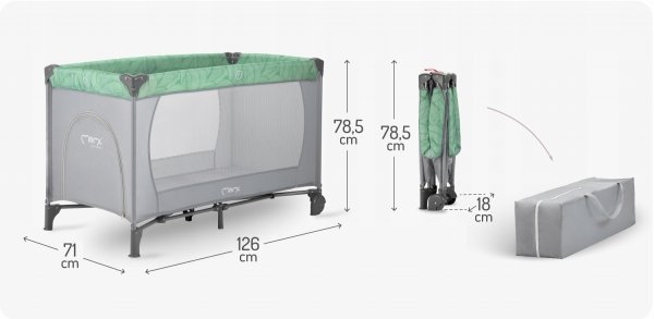 Łóżeczko turystyczne MOMI zielone