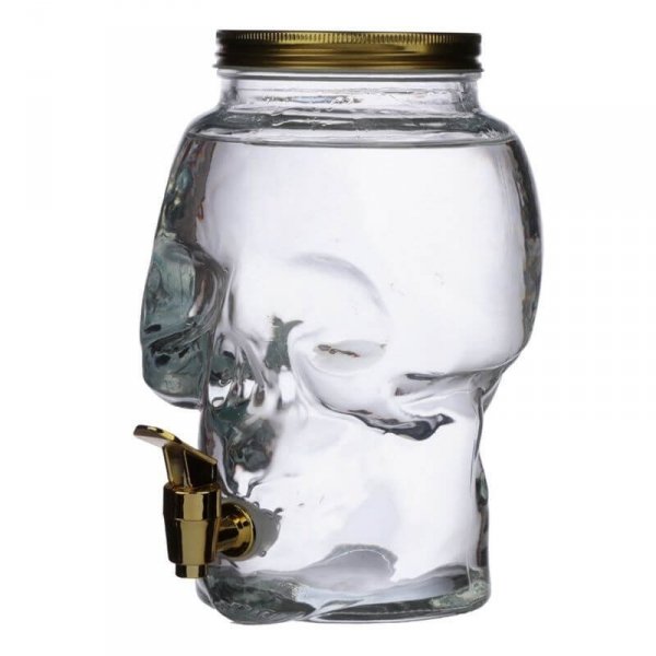 Duża Czaszka - szklany słój z kranikiem na napoje kształcie czaszki