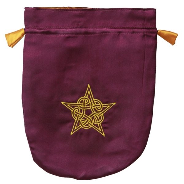 fioletowa sakiewka, satynowy woreczek na karty Tarota - Celtycki Pentagram