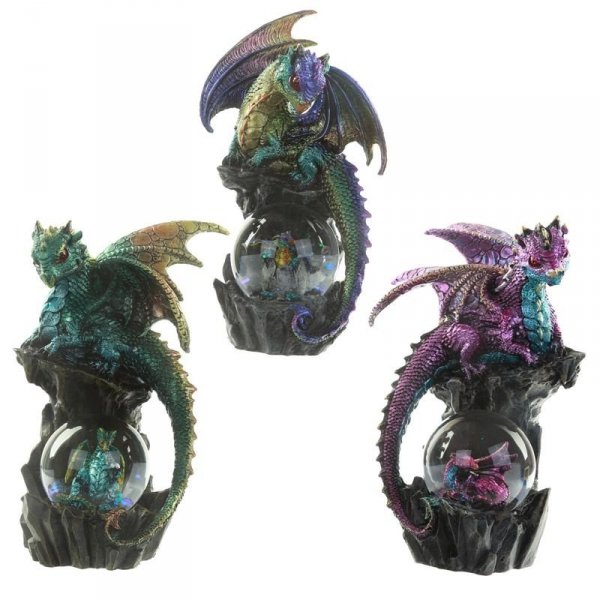 figurki dekoracyjne z kulami wodnymi - kolorowe smoki