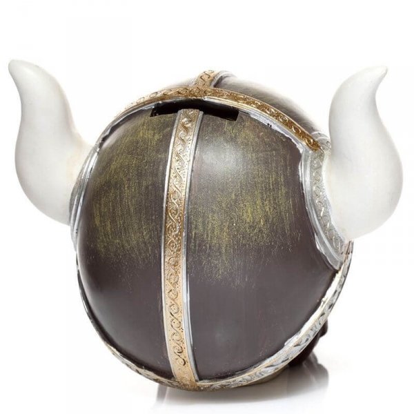 Czaszka Wikinga - dekoracyjna skarbonka w kształcie czachy wojownika w hełmie z rogami