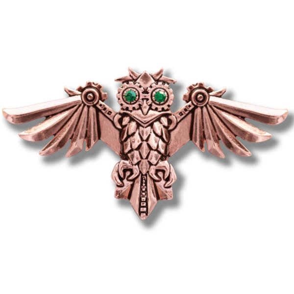 broszka w stylu steampunk mechaniczna sowa &quot;Aviamore Owl&quot; seria Engineerium by Anne Stokes