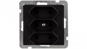 SONATA Gniazdo potrójne b/u 2,5A EURO czarny metalik GP-3R/m/33