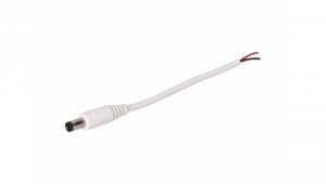 Wtyk DC 5.5x2.5 przewód biały 15cm 22awg