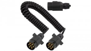 Przewód spiralny QLY-s kabel do przyczepy zakończony plastikowymi wtykami 7-pin 12V 4m