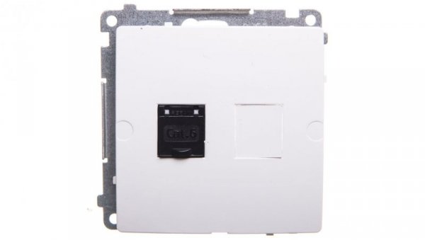 Simon Basic Gniazdo komputerowe pojedyncze RJ45 kat.6 z przesłoną białe BM61.01/11