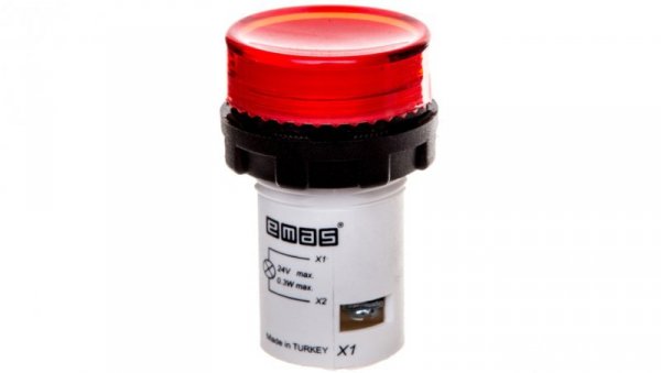 Lampka sygnalizacyjna MB z LED, monoblok, 24V AC/DC, płaski klosz, czerwona T0-MBSD024K