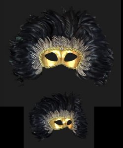 Maska wenecka - Colombina Piume Reale Black