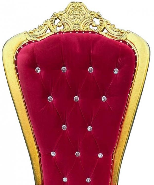 Santa throne – red velvet with gold carved details