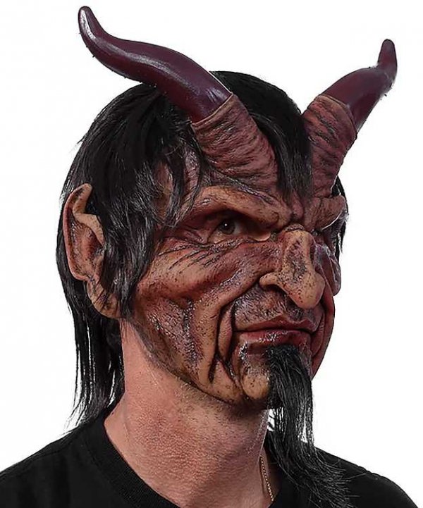 Maska lateksowa na Halloween Lucyfer Deluxe diabeł, demon, bestia, potwór, maska, lateks, na twarz, guma, Horror, Halloween, Karnawał, przebranie, profesjonalna