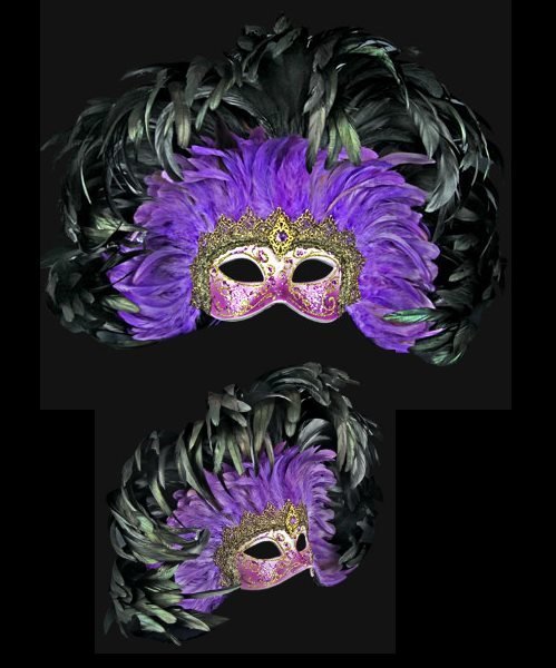 Maska wenecka - Colombina Grand Moulin Black/Purple