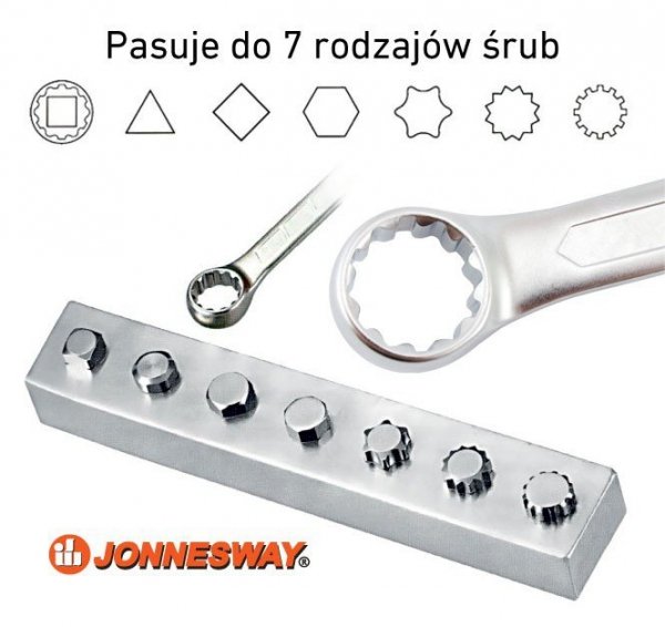 Jonnesway Klucz SUPER TECH 7w1 11mm 7/16&quot; E14 płasko-oczkowy z grzechotką 72 zęby W86111