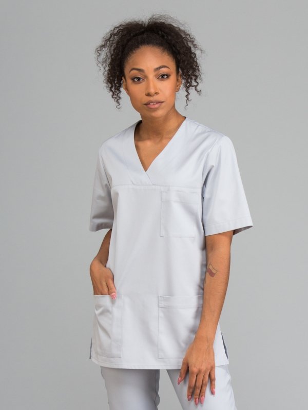 bluza medyczna Ania krótki rękaw szara
