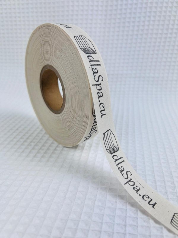 Wstążka bawełniana 25 mm z logo - 100 metrów