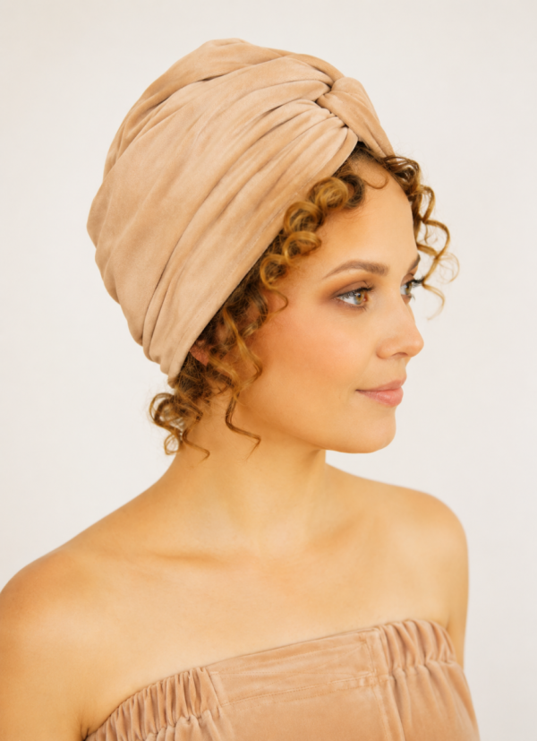 Turban welurowy beżowy