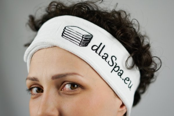 Opaska kosmetyczna welurowa biała z haftem 