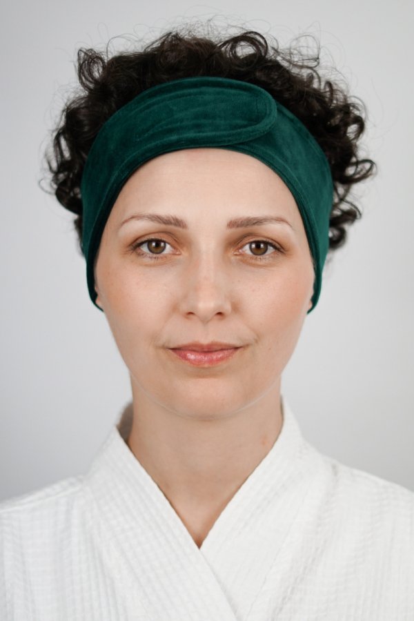 Opaska kosmetyczna welurowa butelkowa zieleń