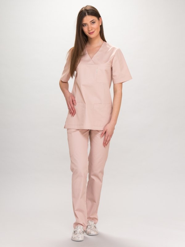 bluza medyczna ANIA krótki rękawek kolor pudrowy róż