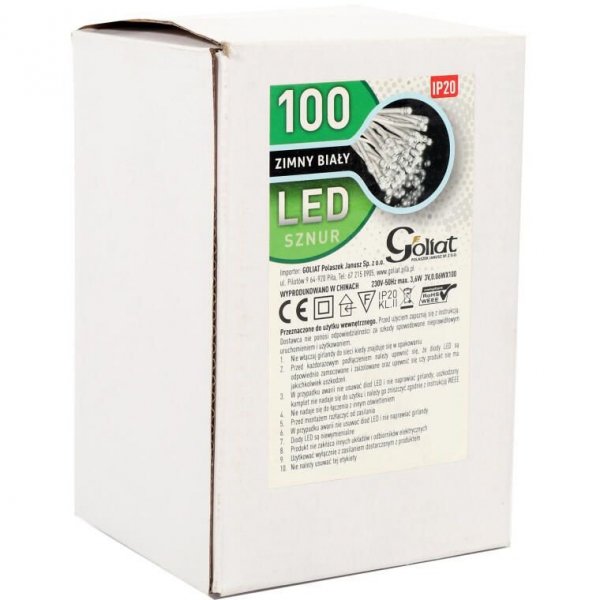 Lampki 100 led ring IP20 zimny biały