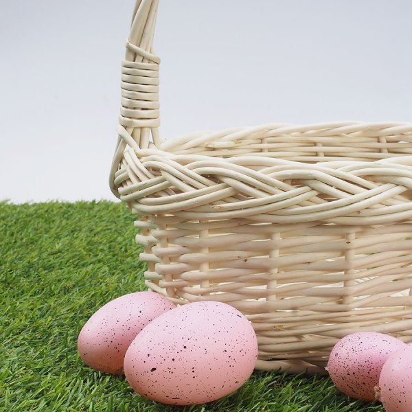 Biały Koszyczek Wielkanocny Okrągły 22cm - Sklep z wiklina - zdjęcie 2