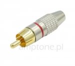Wtyk RCA czerwony metalowy Gold