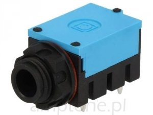 Jack 6,3mm Mono Cliff, plastic nut, PCB sealed