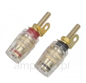 Banana jack isolated 4mm, Speaker terminal, Gold, (2pcs), clear