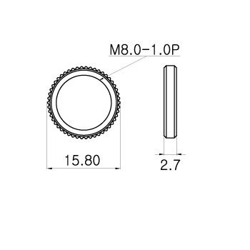 Nut nickel M12 knurled