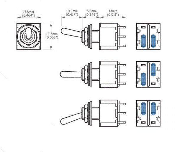 Switch toggle (on-on-on) Nickel HQ
