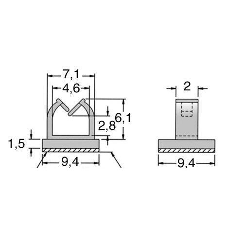 Cable clamp 2-5mm adhesive