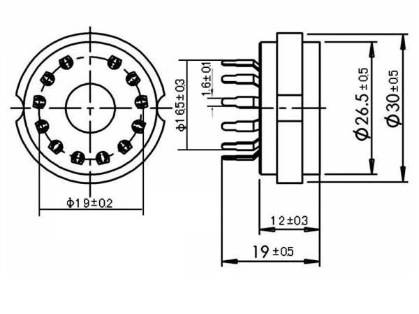 Socket tube 12pin B12C PCB