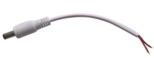 Plug DC 2.1/5.5 + wire white 10cm