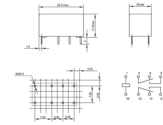 Relay JRC-19F 12V (DPDT)