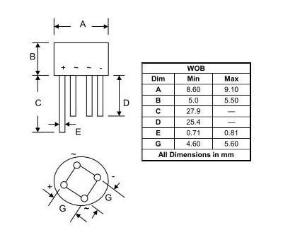 Bridge recitifier 2A 1000V