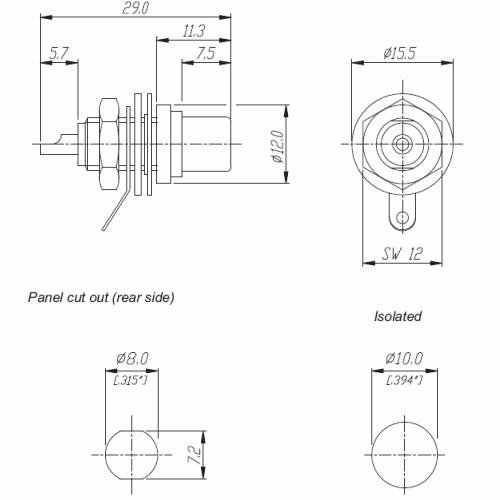 RCA socket black isolated NYS367