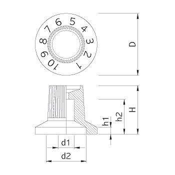 Knob skirted FTM black