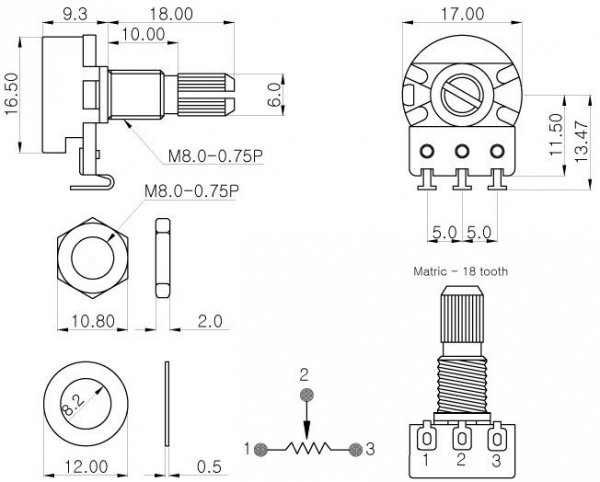 Partsland  1718H gitarowy 50k/B liniowy