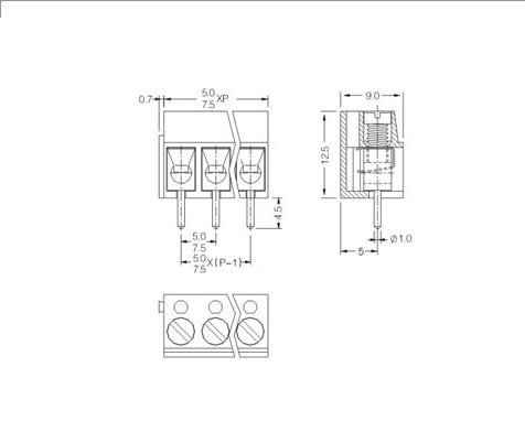 Listwa zaciskowa śrubowa AK 7,5mm, 2pin