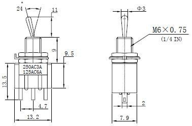 Przełącznik dźwigniowy SPDT M102 mini z osłoną