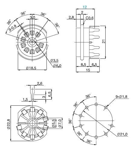 Podstawka Noval 9pin druk micalex Belton, czarna