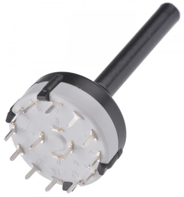 Przełącznik obrotowy 4 pozycji 3 obwody 24mm Lorlin