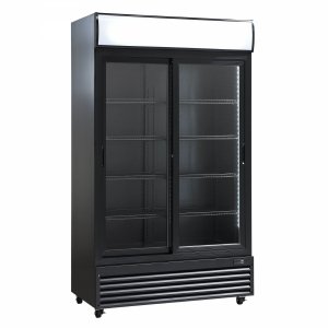 Szafa chłodnicza przeszklona SD1002BSLE | drzwi przesuwne | czarna | 670l