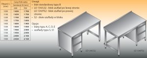 Stół roboczy z blokiem szuflad lo 134/s2 - 1400x700