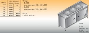 Stół zlewozmywakowy 3-zbiornikowy lo 264 - 1900x700