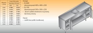 Stół zlewozmywakowy 1-zbiornikowy lo 220 - 2500x700