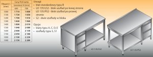 Stół roboczy z blokiem szuflad i półką lo 135/s2 - 1200x600
