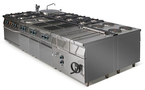 Grill płytowy gazowy-płyta ryflowana L900.GPG450R Lozamet