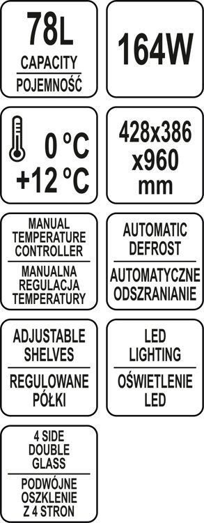WITRYNA CHŁODNICZA 78L 42x38x96 SREBRNA